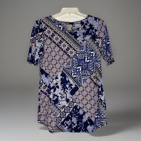 Chicos Women's Short Sleeve Stretch Top Size 0 Chicos - Picture 1 of 3